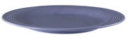 Blauer Frühstücksteller, rund, 23 cm, mit geriffeltem Rand, seitliche Perspektive