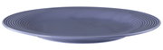 Blauer Frühstücksteller, rund, 23 cm, mit geriffeltem Rand, seitliche Perspektive