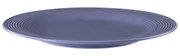 Blauw ontbijtbord, rond, 23 cm, met geribbelde rand, zijaanzicht