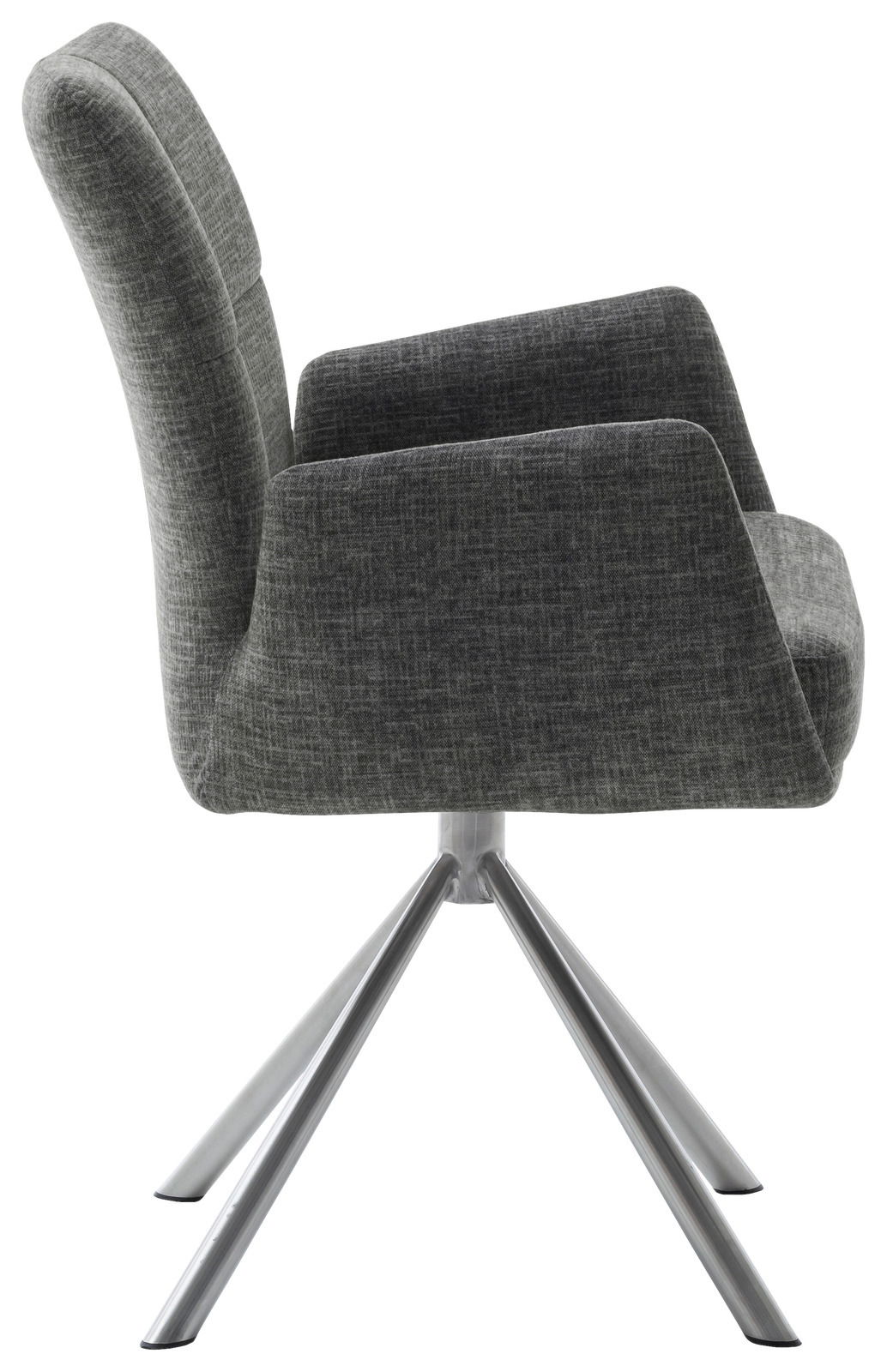 Grauer Sessel mit Metallbeinen, Seitenansicht