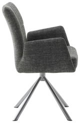 Grauer Sessel mit Metallbeinen, Seitenansicht