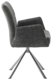 Grauer Sessel mit Metallbeinen, Seitenansicht