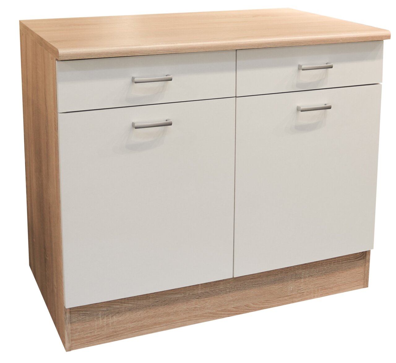 Yourkitchen Unterschrank ANDY Moderner Unterschrank mit zwei Schubladen und zwei Türen in Holzoptik, Frontalansicht