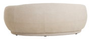 Rückansicht einer beigen Couch mit abgerundeten Formen und texturierter Oberfläche.