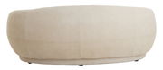 Rückansicht einer beigen Couch mit abgerundeten Formen und texturierter Oberfläche.