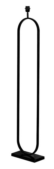 Moderne schwarze Stehleuchte in ovaler Form, seitliche Perspektive