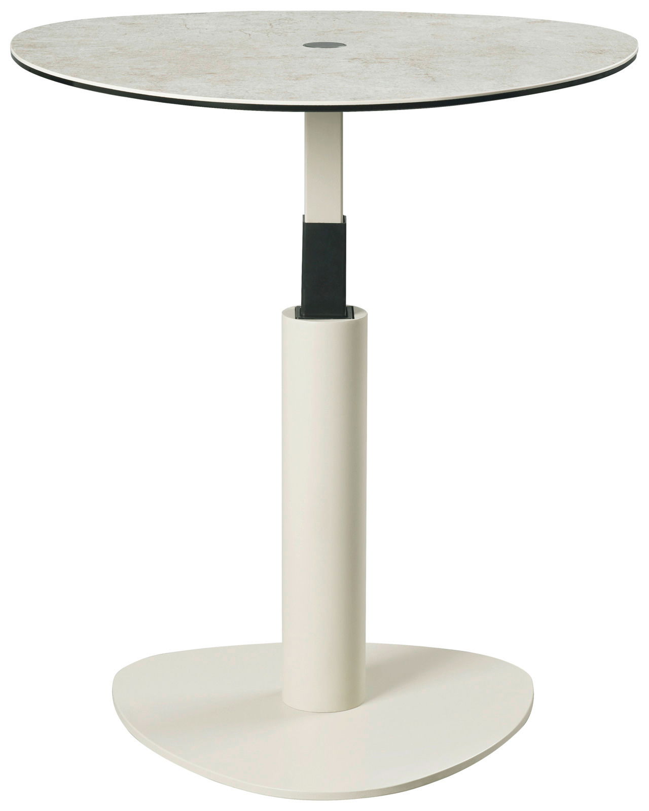 Belluti Beistelltisch BARCELONA Moderner Beistelltisch mit rundem, hellem Tischplatte und stabilem, zylindrischem Standfuß, seitliche Perspektive