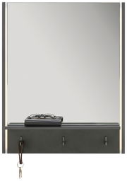 Moderner Spiegel mit integrierter Ablage und Haken, frontal betrachtet