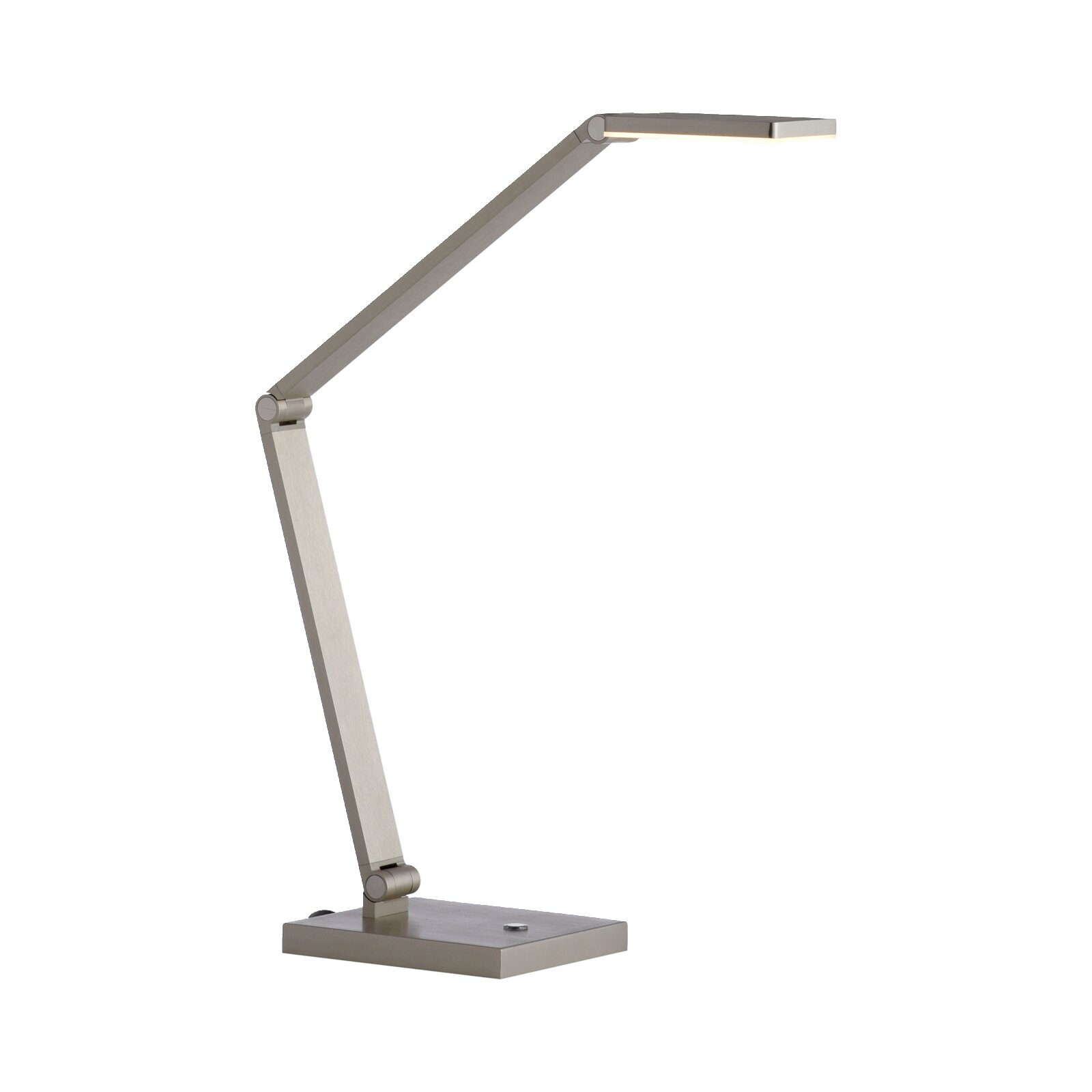 Moderne LED-Tischleuchte aus Metall in seitlicher Perspektive