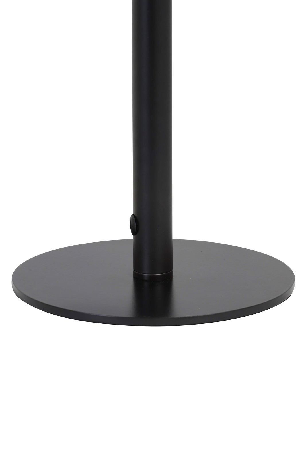 Schwarzer Lampenfuß aus Metall, seitliche Perspektive