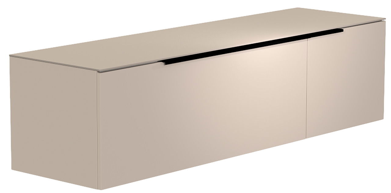 Moderano Hänge-Lowboard BORMIO Beiges Hänge-Lowboard mit glatter Oberfläche, seitliche Perspektive