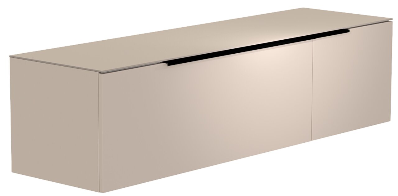 Moderano Hänge-Lowboard BORMIO Beiges Hänge-Lowboard mit glatter Oberfläche, seitliche Perspektive