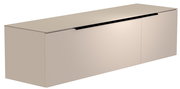 Beiges Hänge-Lowboard mit glatter Oberfläche, seitliche Perspektive