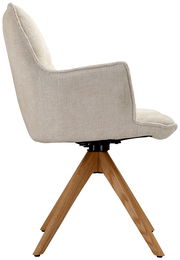 Seitenansicht eines beigen Sessels mit Holzbeinen, Modell Novel Sessel OSAKA 4.0