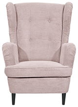 Gemütlicher Sessel mit geripptem Stoffbezug in Rosa, Frontalansicht
