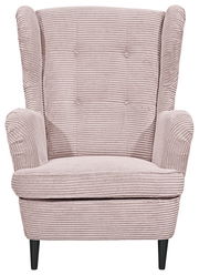 Gemütlicher Sessel mit geripptem Stoffbezug in Rosa, Frontalansicht