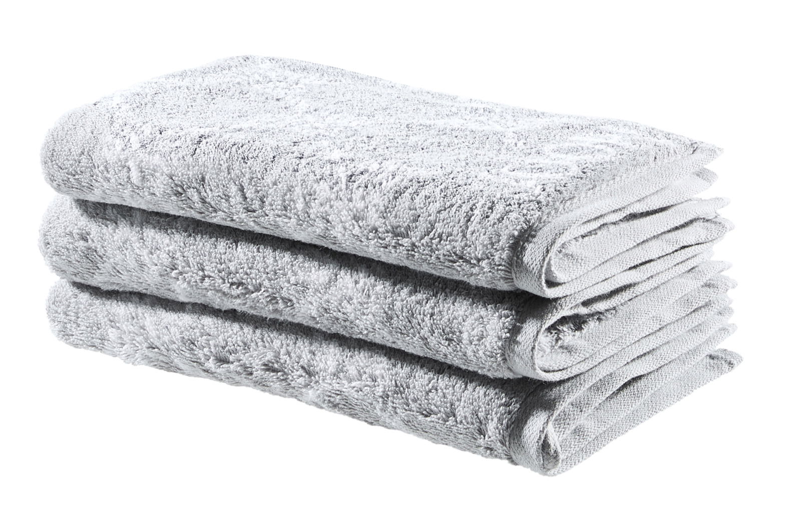 JOOP! Gästetuchset 3-teilig CORNFLOWER Dreiteiliges Gästetuchset in Grau, gestapelt in seitlicher Perspektive