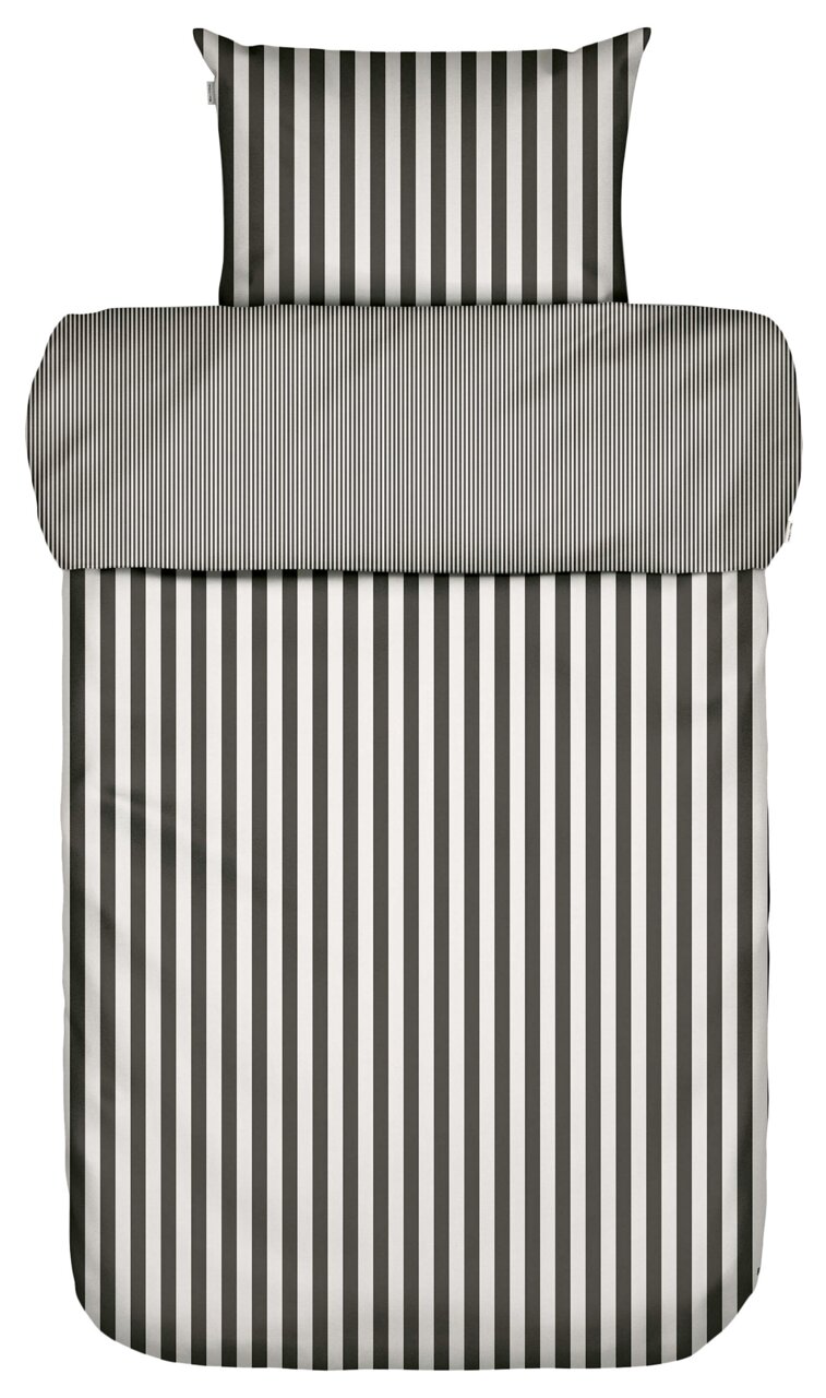 Marc O'Polo Bettwäsche CLASSIC STRIPE Bettwäsche-Set mit klassischem Streifenmuster in Schwarz-Weiß, Draufsicht