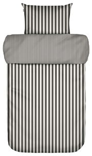 Bettwäsche-Set mit klassischem Streifenmuster in Schwarz-Weiß, Draufsicht