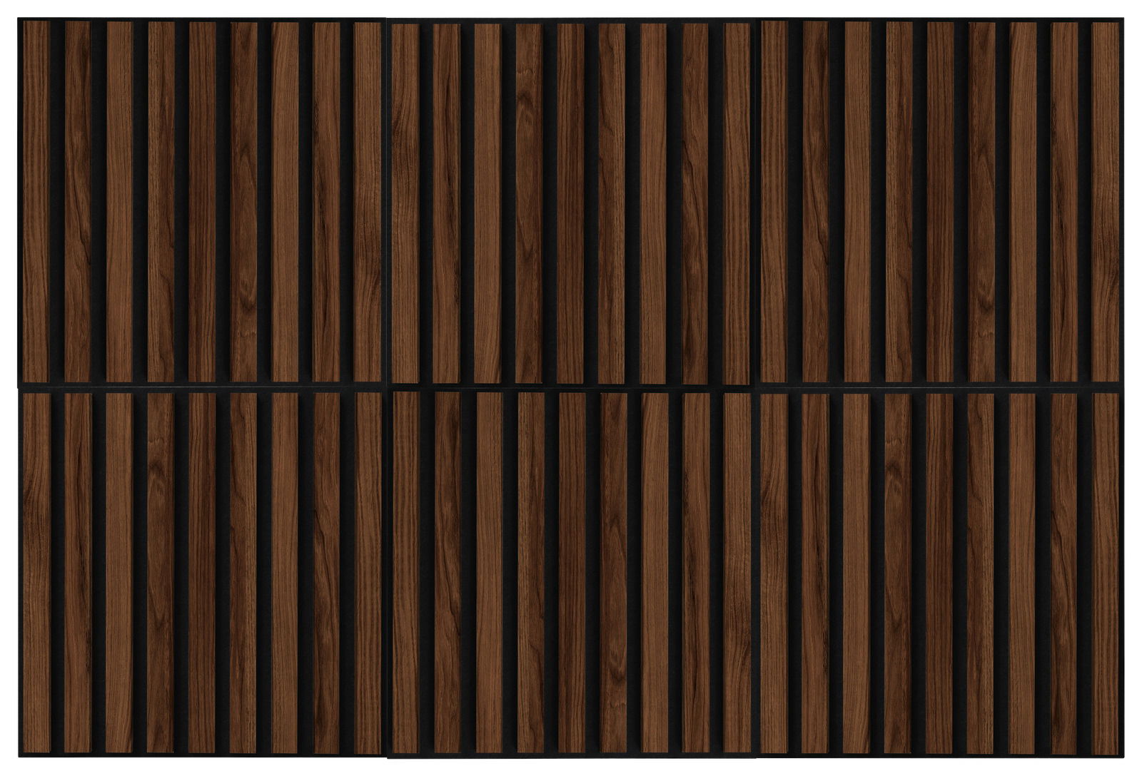 Dekopaneel 6er-Set quadratisch mit vertikalen Holzstreifen, Draufsicht