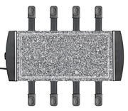 Raclette-Grill mit Granitsteinplatte und sechs Pfännchen, Draufsicht