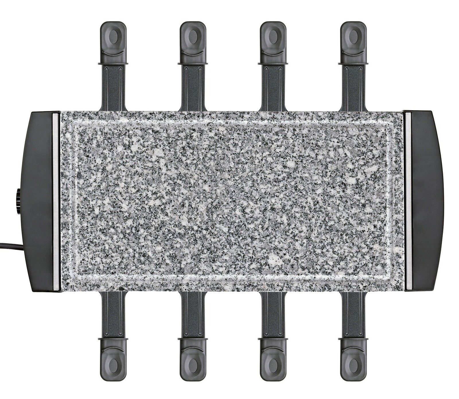 Raclette-Grill mit Granitsteinplatte und sechs Pfännchen, Draufsicht