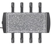 Raclette-Grill mit Granitsteinplatte und sechs Pfännchen, Draufsicht