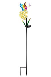 Kleurrijke zonne-lamp in de vorm van een fee met vlinder, zijaanzicht