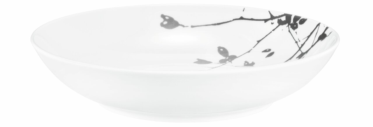 Seltmann Weiden Suppenteller LIBERTY DARK ROSE Suppenteller 21cm in dunklem Rosé mit schwarzem, abstraktem Muster, seitliche Perspektive