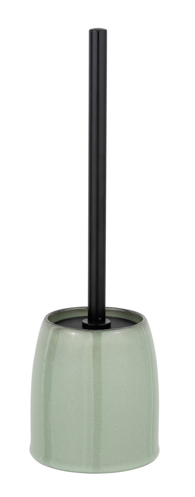 Grüne WC-Garnitur Prati mit schwarzem Stiel, seitliche Perspektive