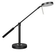 Schwarze LED-Schreibtischleuchte mit verstellbarem Arm, seitliche Perspektive