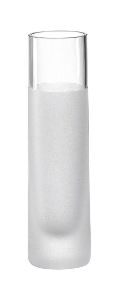 Leonardo Solifleurvase 16cm NOVARA Sicht auf eine schlanke, satinierte Solifleurvase aus der Serie NOVARA von Leonardo, 16 cm hoch, mit klarem oberen Rand.