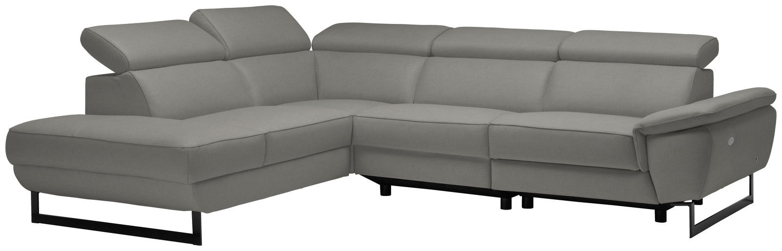 Graues Ecksofa NAPOLI von Celina Home mit verstellbaren Kopfstützen, seitlicher Perspektive