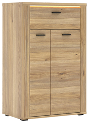 Schuhschrank aus Holz mit zwei Türen und einer Schublade, Frontansicht