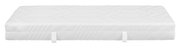 Taschenfederkernmatratze H3 in Seitenansicht mit weißem Bezug und gestepptem Muster
