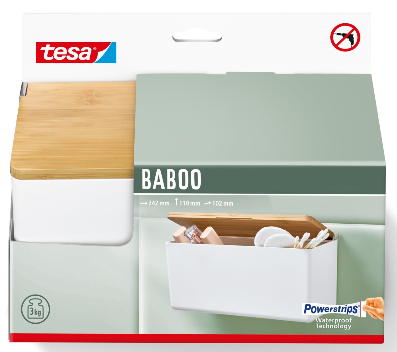 Baboo opbergdoos Box M met bamboedeksel, vooraanzicht