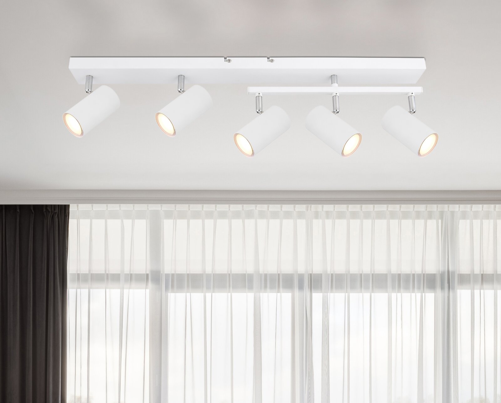 Globo Lighting Strahler ROBBY Moderner weißer Deckenstrahler mit fünf verstellbaren Spots, Perspektive von unten