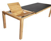 Esstisch 220x100cm aus Holz mit ausziehbarer Platte, seitliche Perspektive