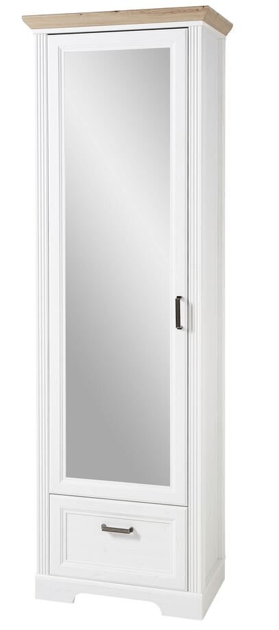 Schmaler Garderobenschrank mit Spiegel und Schublade, Frontalansicht