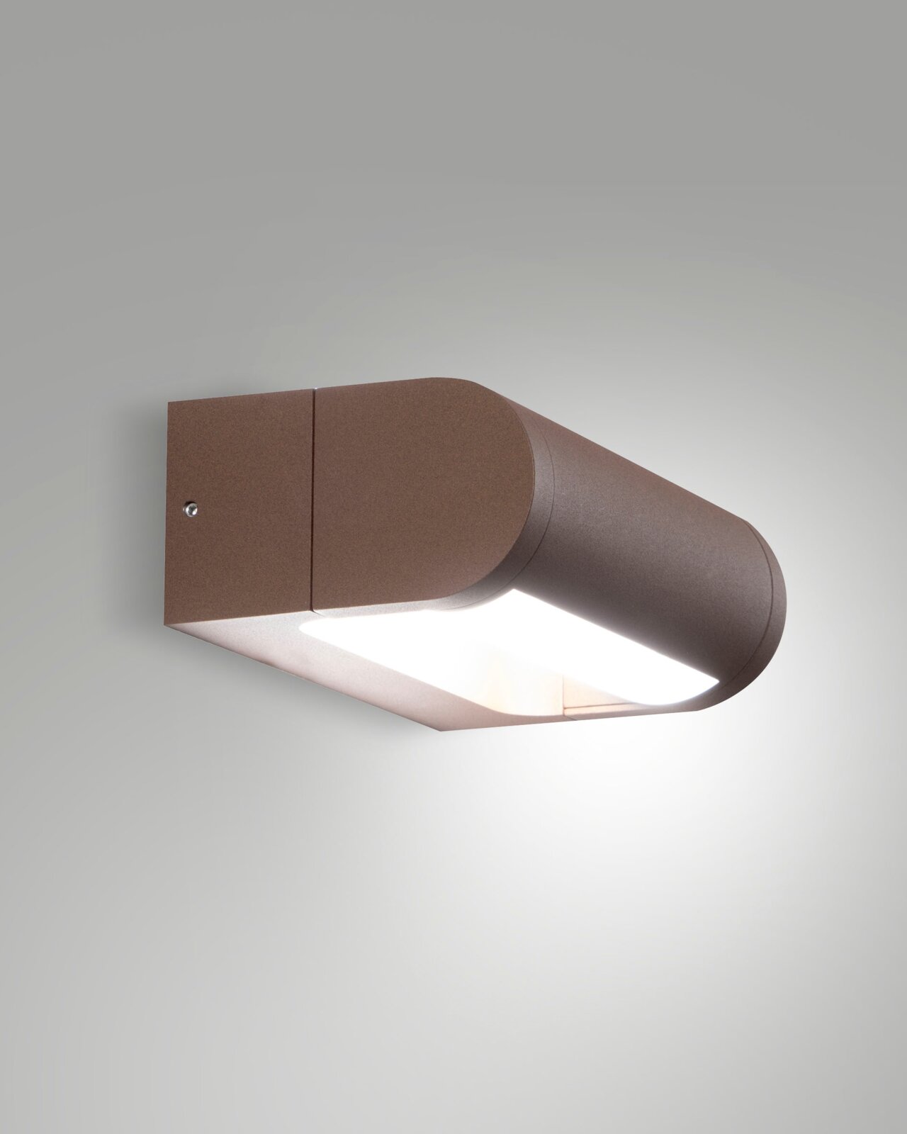 Fabas Luce LED-buitenwandlamp WILD LED-buitenwandlamp Fabas Luce WILD in zijaanzicht, modern ontwerp in bruin.