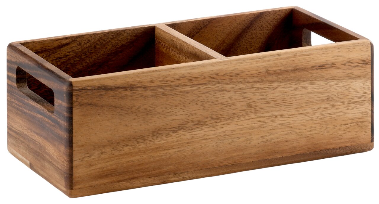 Zassenhaus Menage 2 Fächer Rechteckige Holzmenage mit zwei Fächern, seitliche Perspektive