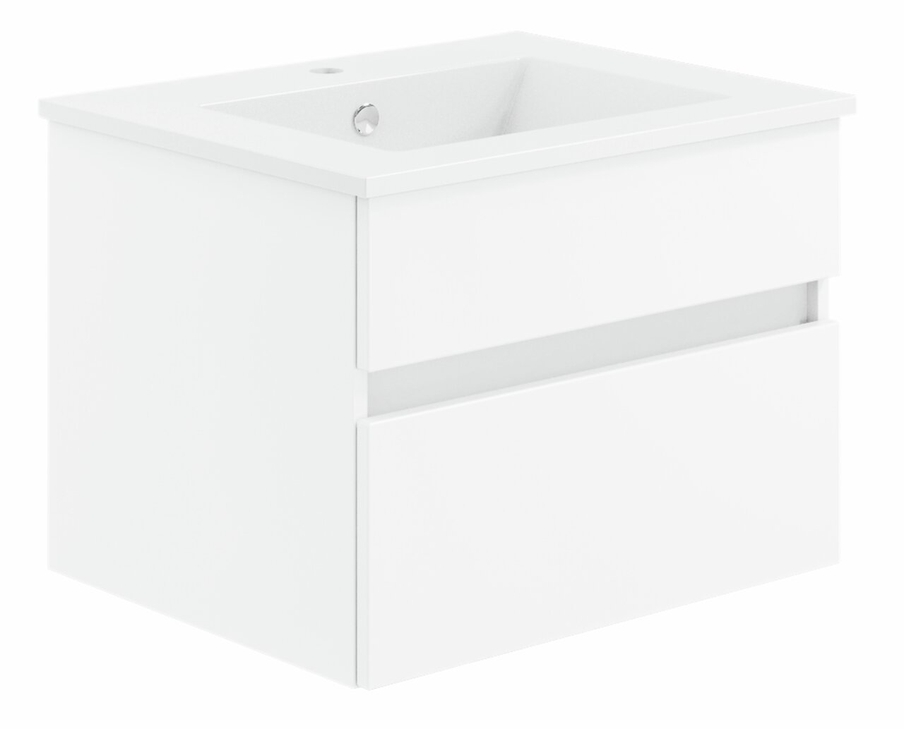 Puris Badkombination GET2YOU 21 Weiße Badkombination mit Waschbecken und zwei Schubladen, seitliche Perspektive