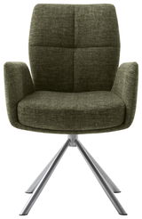 Moderner grüner Sessel mit Metallbeinen, Frontalansicht