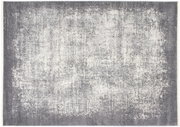 Moderner Designer Teppich in Grau- und Weißtönen mit abstraktem Muster, Draufsicht