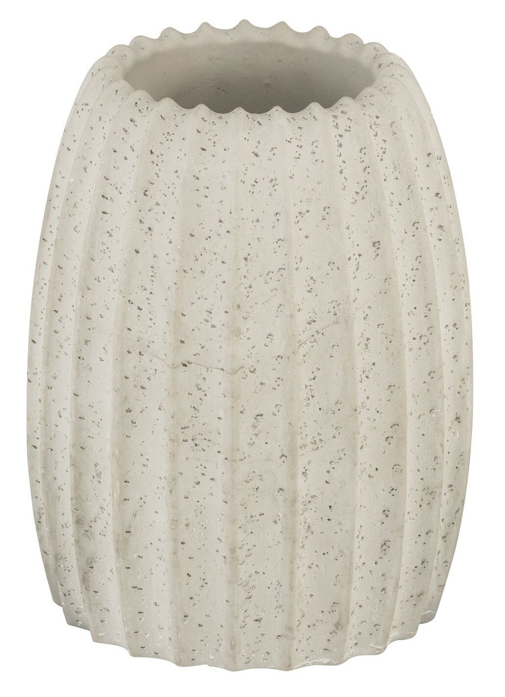 Zahnbürstenhalter Torretta in zylindrischer Form aus hellem, strukturiertem Material, frontal fotografiert.