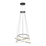 Moderne Pendelleuchte PURE Flying Ring mit mehreren schwebenden Ringen, seitliche Perspektive.