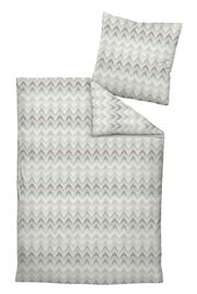 Bettwäsche-Set aus Mako-Satin in 135x200 cm mit Zickzack-Muster in sanften Pastelltönen, Draufsicht