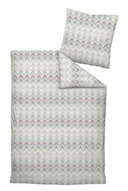Bettwäsche-Set aus Mako-Satin in 135x200 cm mit Zickzack-Muster in sanften Pastelltönen, Draufsicht