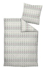 Bettwäsche-Set aus Mako-Satin in 135x200 cm mit Zickzack-Muster in sanften Pastelltönen, Draufsicht