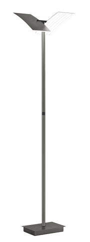 Moderne Stehleuchte ANDY mit elegantem, schlankem Design und rechteckigem Lampenschirm, seitliche Perspektive.